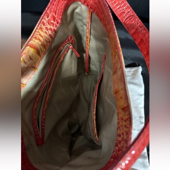 Brahmin Red and Orange Croc-Embossed Women's Bag - Picture 7 of 12